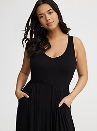 Jersey Knit V-Neck Maxi Dress