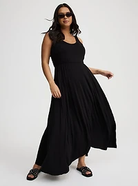 Jersey Knit V-Neck Maxi Dress