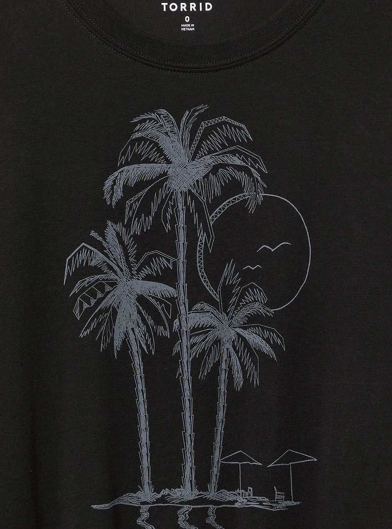 Palms Fitted Vintage Jersey Crop Ringer Tee