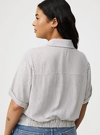 Crinkle Gauze Twist Front Shirt