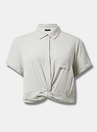 Crinkle Gauze Twist Front Shirt