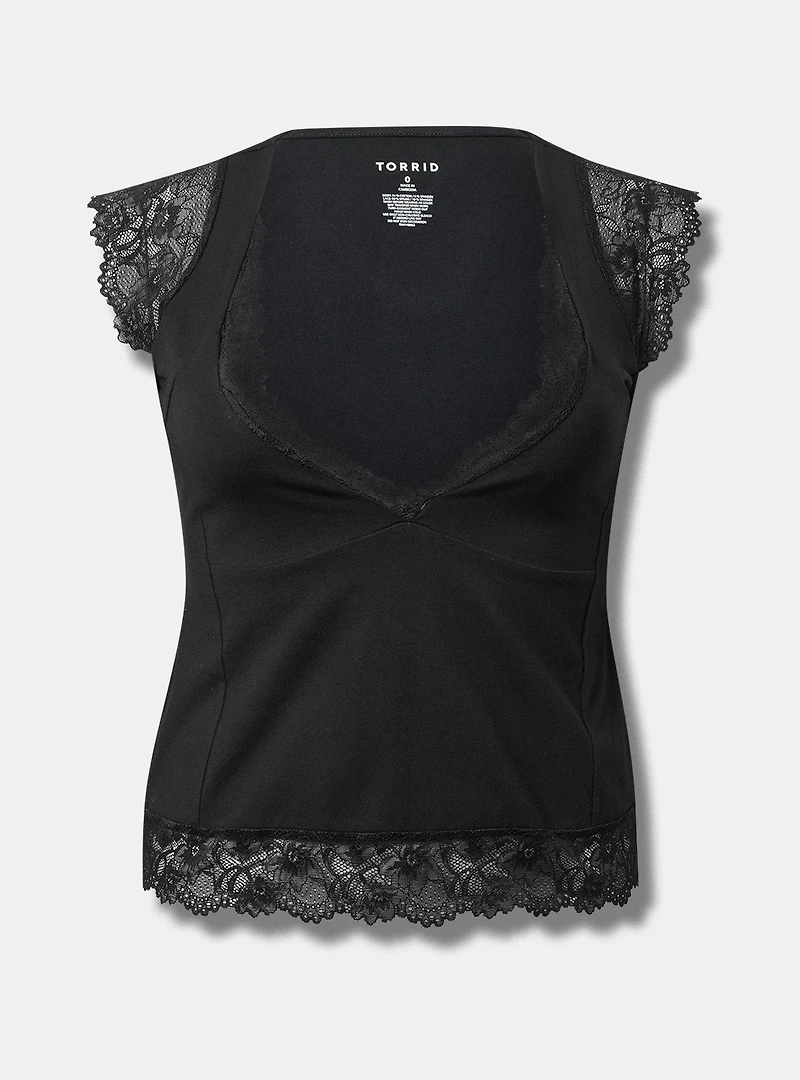 Foxy Sweetheart Lace-Trim Top