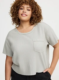 Cropped Waffle Pocket Crew Tee