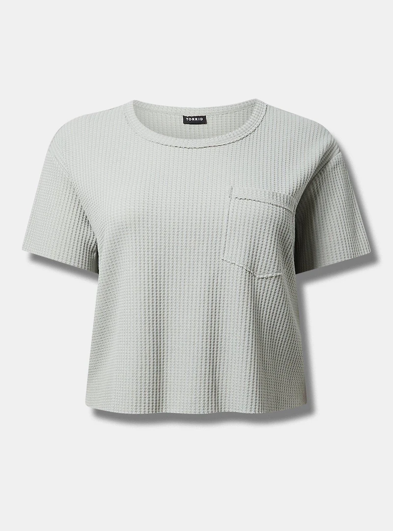 Cropped Waffle Pocket Crew Tee