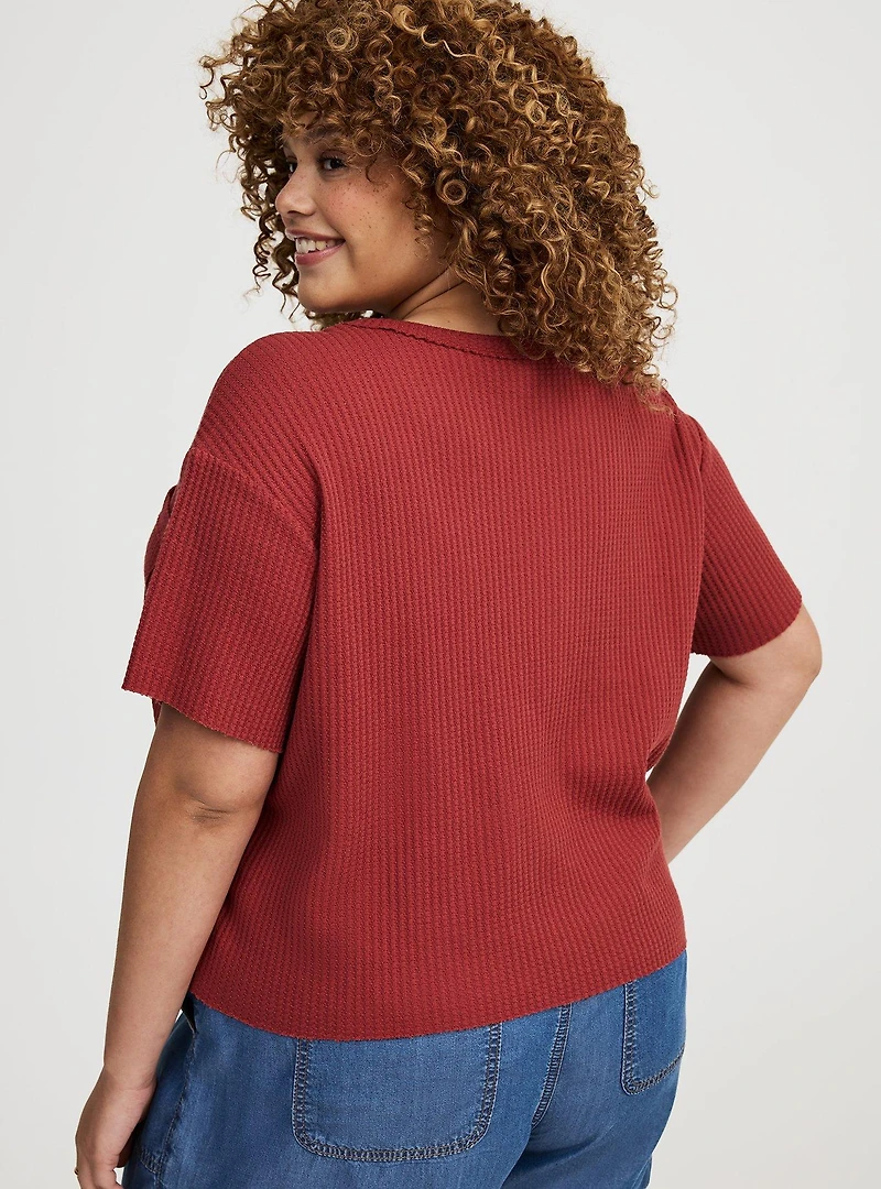 Cropped Waffle Pocket Crew Tee