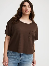 Cropped Waffle Pocket Crew Tee