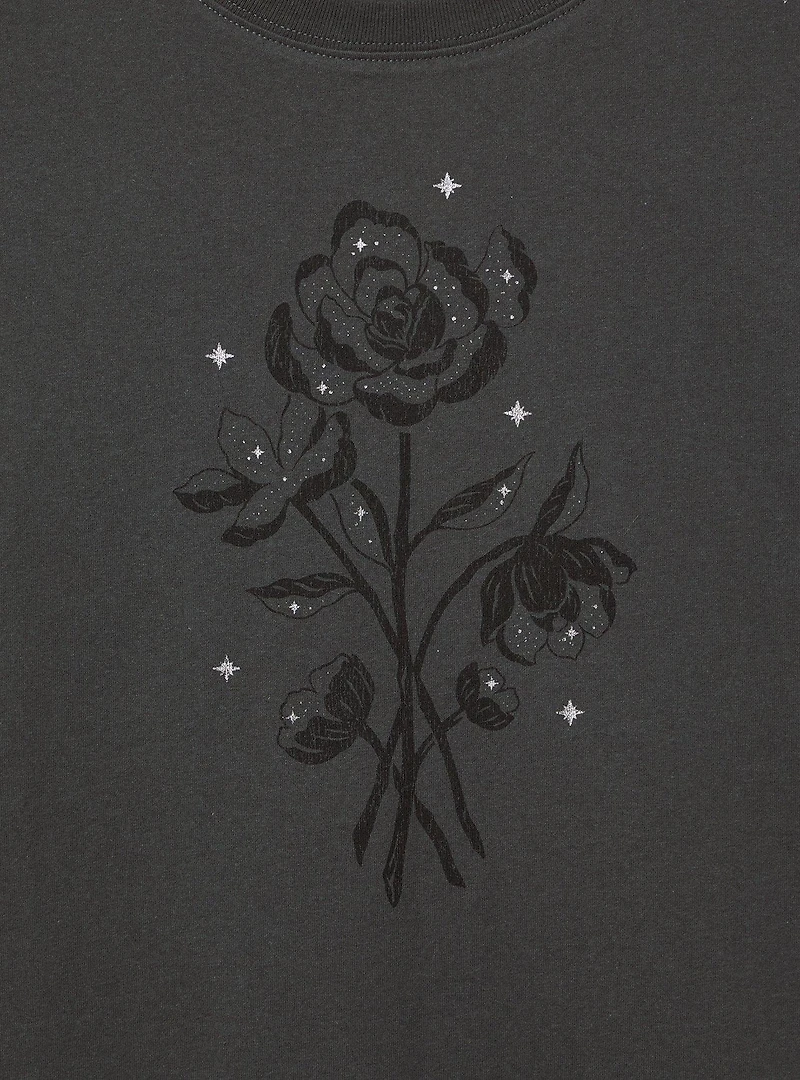 Celestial Flowers Relaxed Cotton Side Slit Tank
