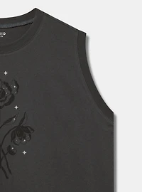 Celestial Flowers Relaxed Cotton Side Slit Tank