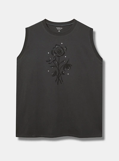 Celestial Flowers Relaxed Cotton Side Slit Tank