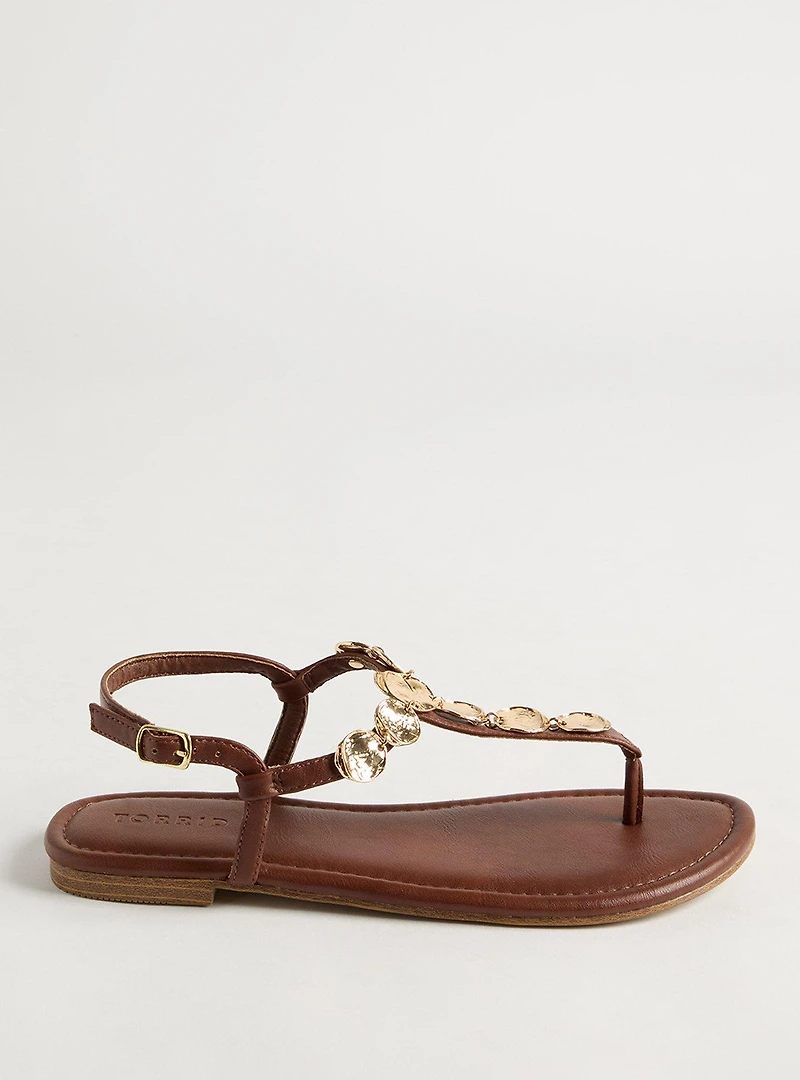 Coin T-Strap Sandal (WW
