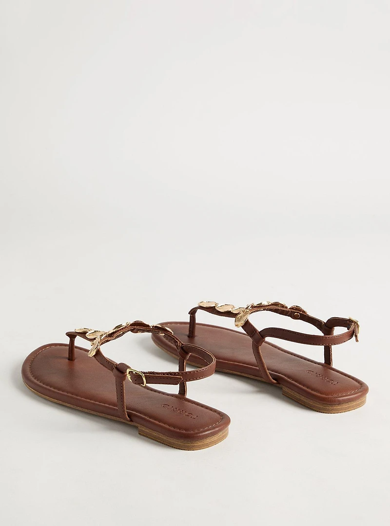 Coin T-Strap Sandal (WW