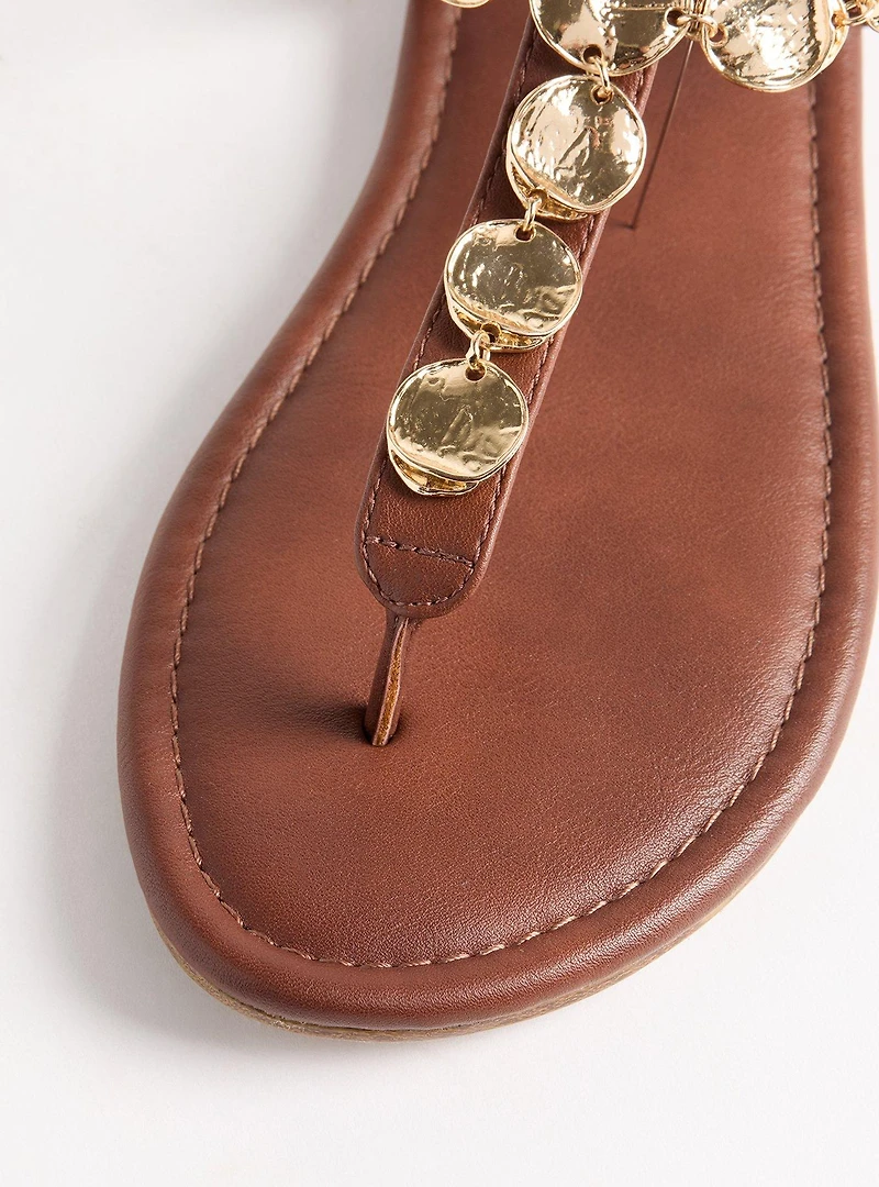 Coin T-Strap Sandal (WW
