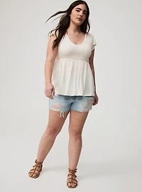 V-Neck Smocked Babydoll Top