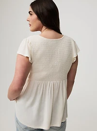 V-Neck Smocked Babydoll Top