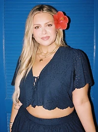 Belle Isle Eyelet Tie-Front Top