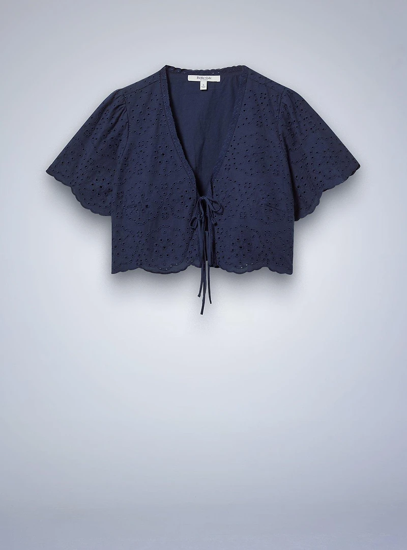 Belle Isle Eyelet Tie-Front Top
