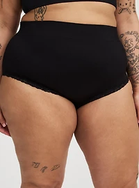 Seamless Rib High-Rise Lacy Brief Panty