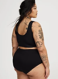 Seamless Rib High-Rise Lacy Brief Panty
