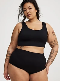 Seamless Rib High-Rise Lacy Brief Panty