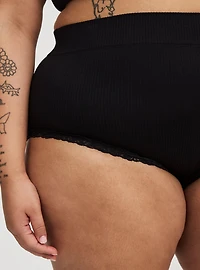 Seamless Rib High-Rise Lacy Brief Panty