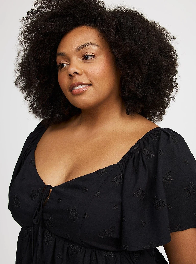 Peplum Challis Tie-Back Top