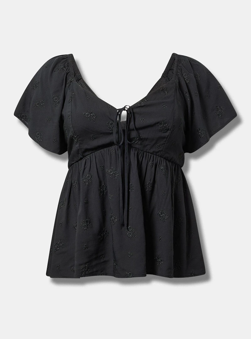 Peplum Challis Tie-Back Top