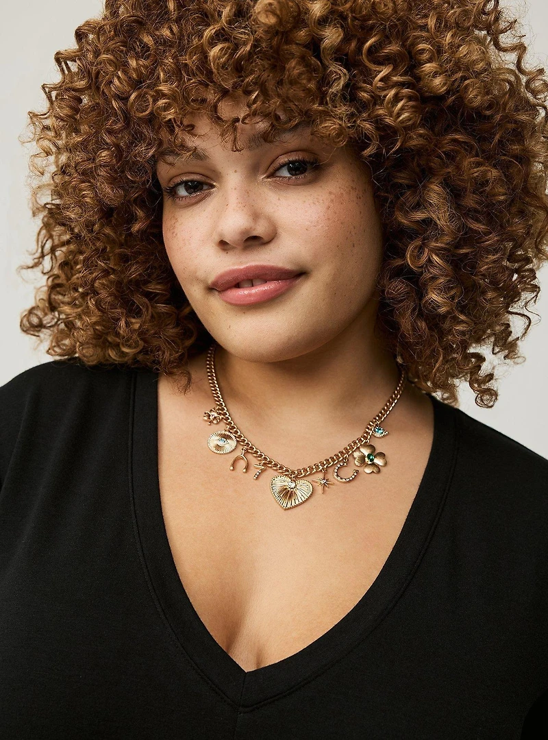 Heart Charm Lariat Necklace