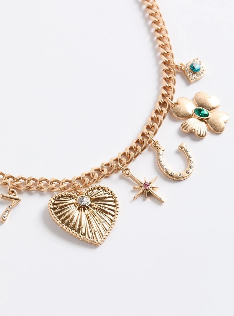 Heart Charm Lariat Necklace