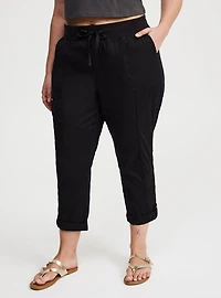 Pull-On Convertible Poplin Crop Pant