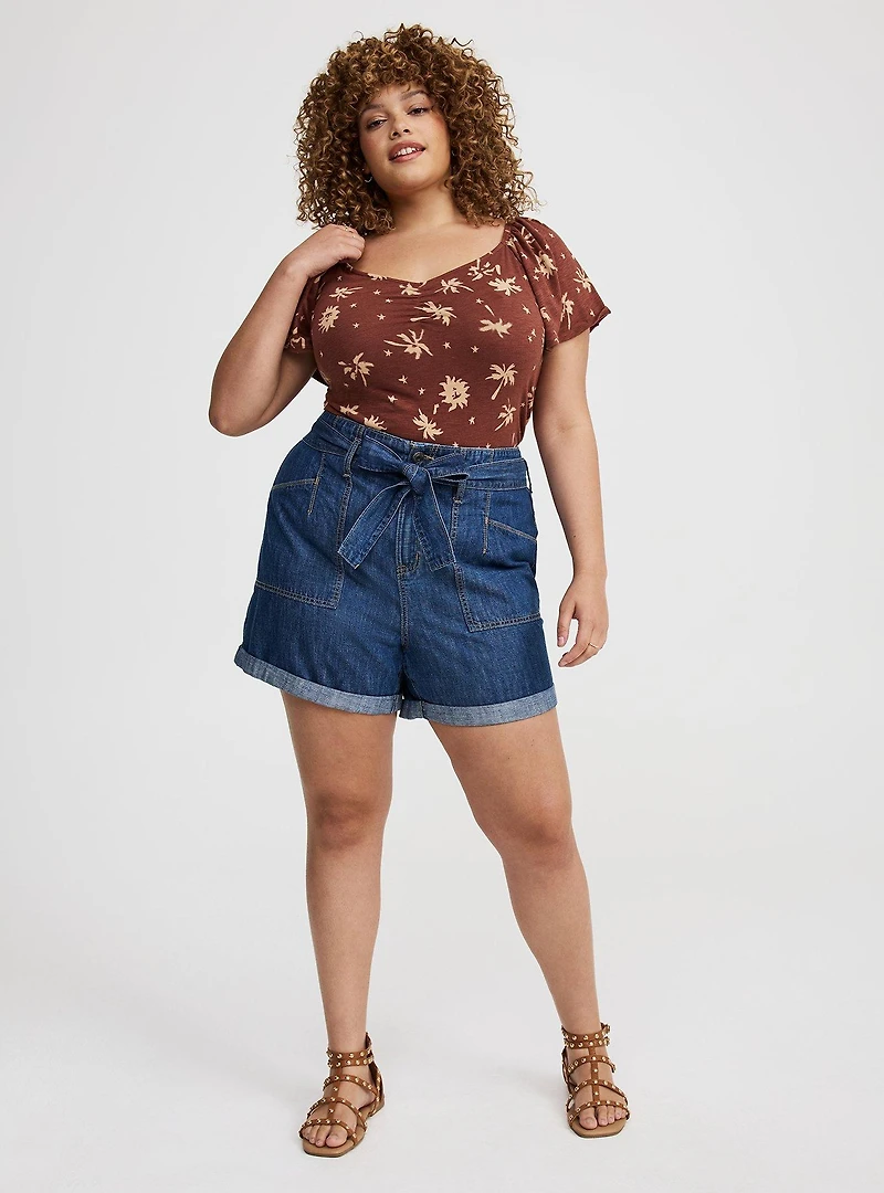 Baggy High-Rise Tie-Belt Short
