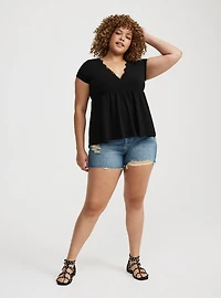 Lace Trim Babydoll Top