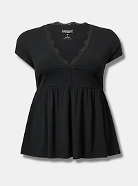 Lace Trim Babydoll Top