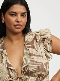 Ruffle V-Neck Tie Front Blouse