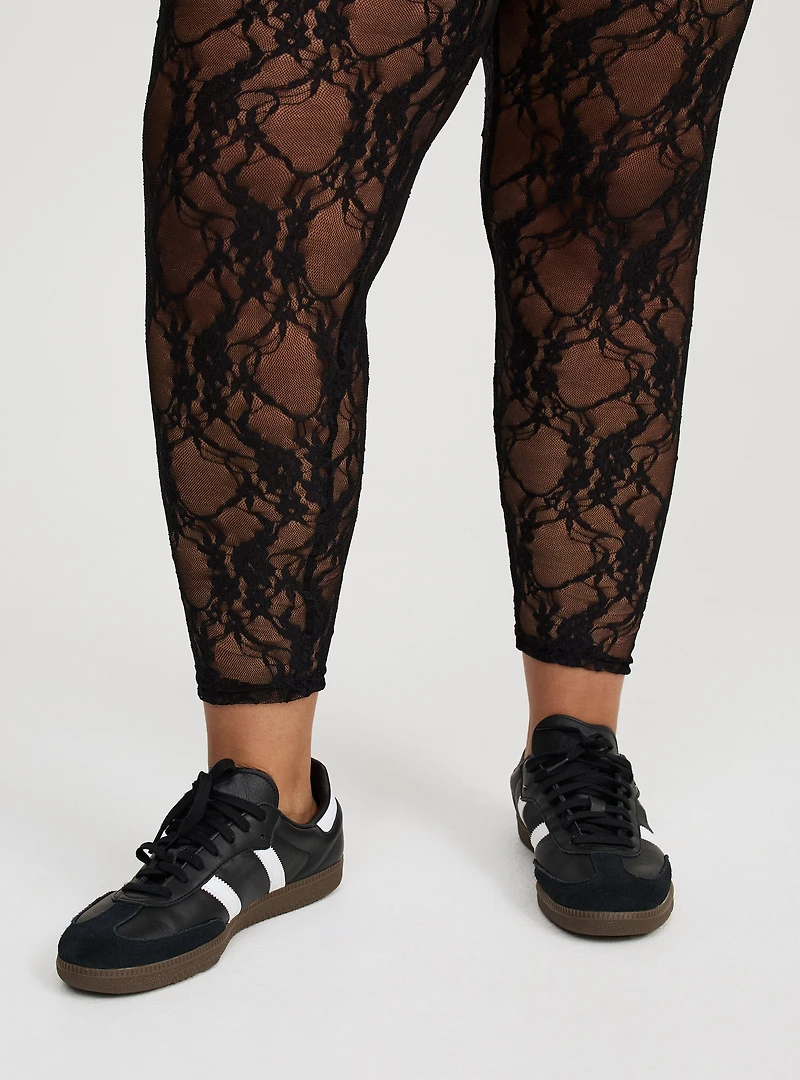 Footless Floral Lace Tights