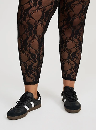 Footless Floral Lace Tights