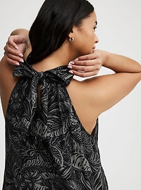 Midi High-Neck Tie-Back Dress