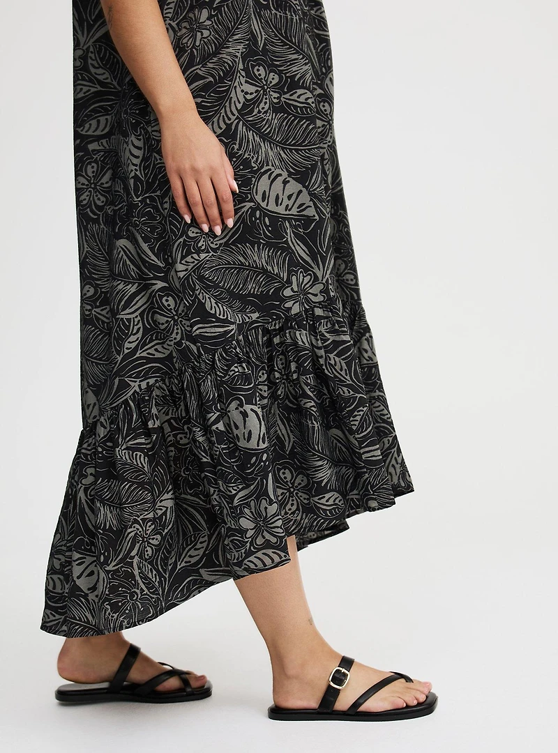 Midi High-Neck Tie-Back Dress