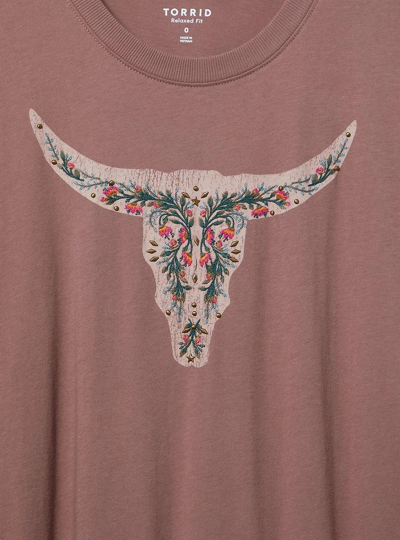 Steer Relaxed Heritage Jersey Crew Embroidered Tee