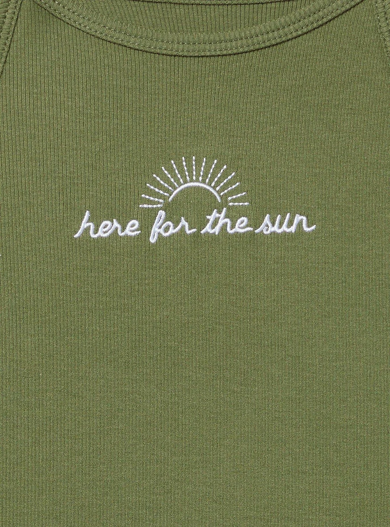 Here For The Sun Ribbed Goddess Tank
