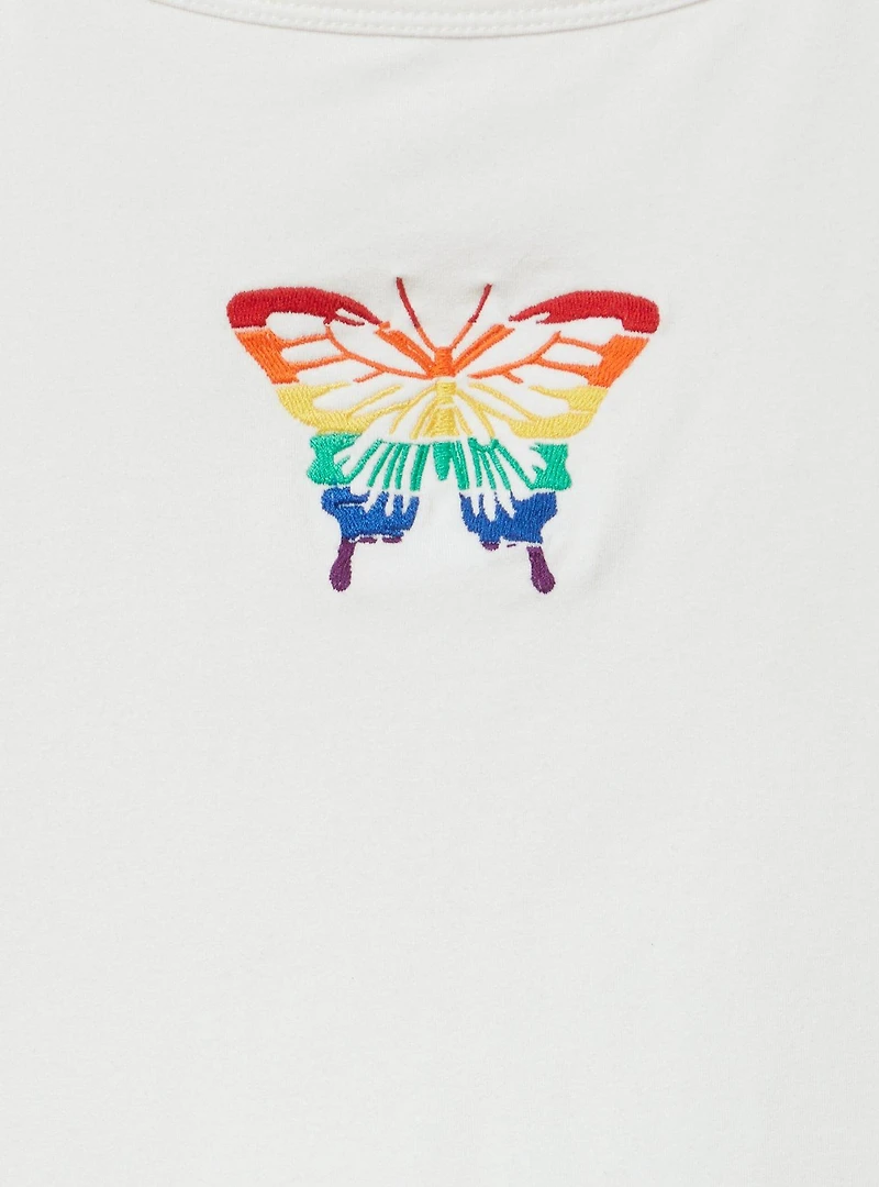 Butterfly High-Neck Embroidered Foxy Cami