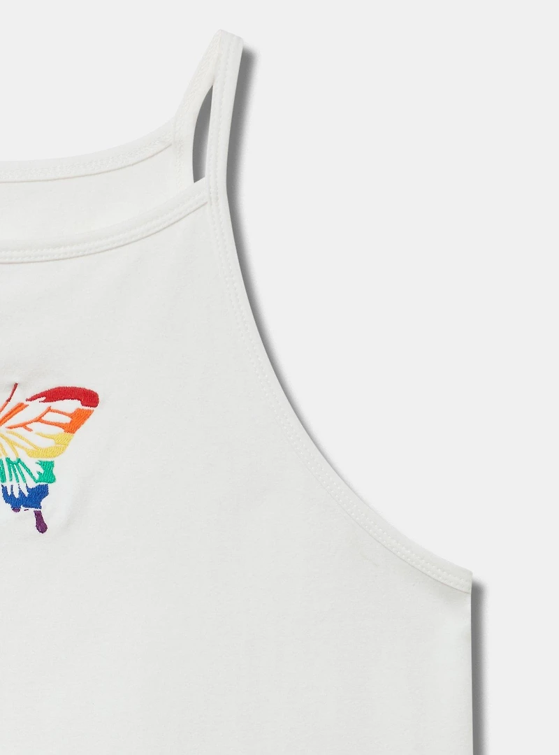 Butterfly High-Neck Embroidered Foxy Cami