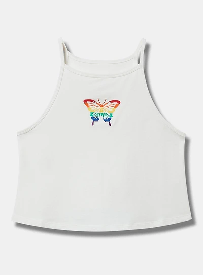 Butterfly High-Neck Embroidered Foxy Cami