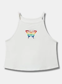 Butterfly High-Neck Embroidered Foxy Cami