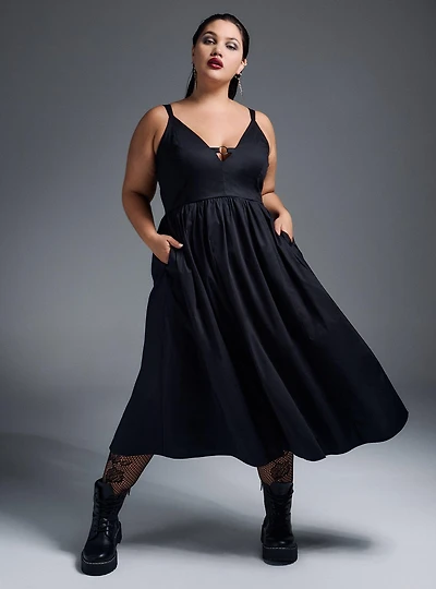 Nightfall Metal Detail Midi Dress
