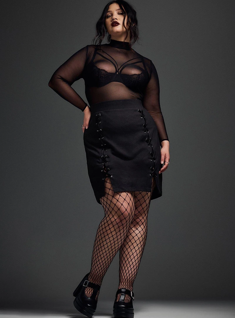 Nightfall Lace-Up Mini Skirt