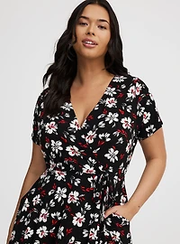 Midi Surplice Tie-Sleeve Dress