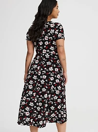 Midi Surplice Tie-Sleeve Dress