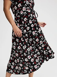 Midi Surplice Tie-Sleeve Dress