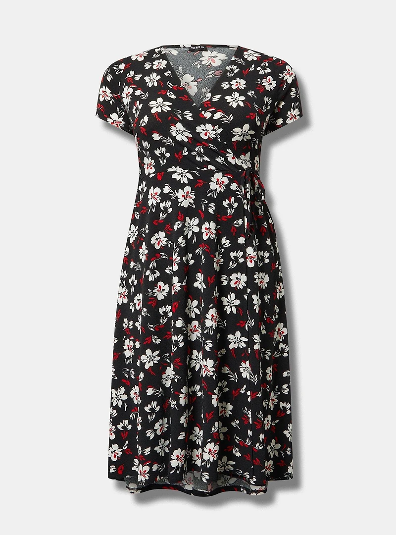 Midi Surplice Tie-Sleeve Dress
