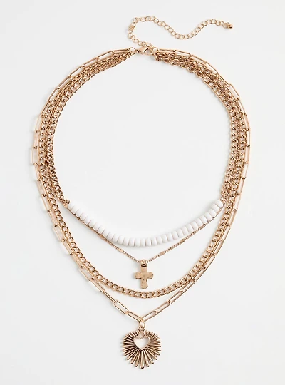 Beaded Layered Necklace Set